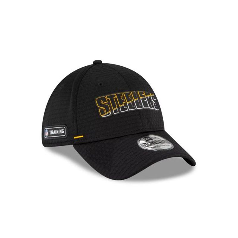 NFL Pittsburgh Steelers Official Summer Sideline 39Thirty Stretch Fit (JRM5190) - Black New Era Caps